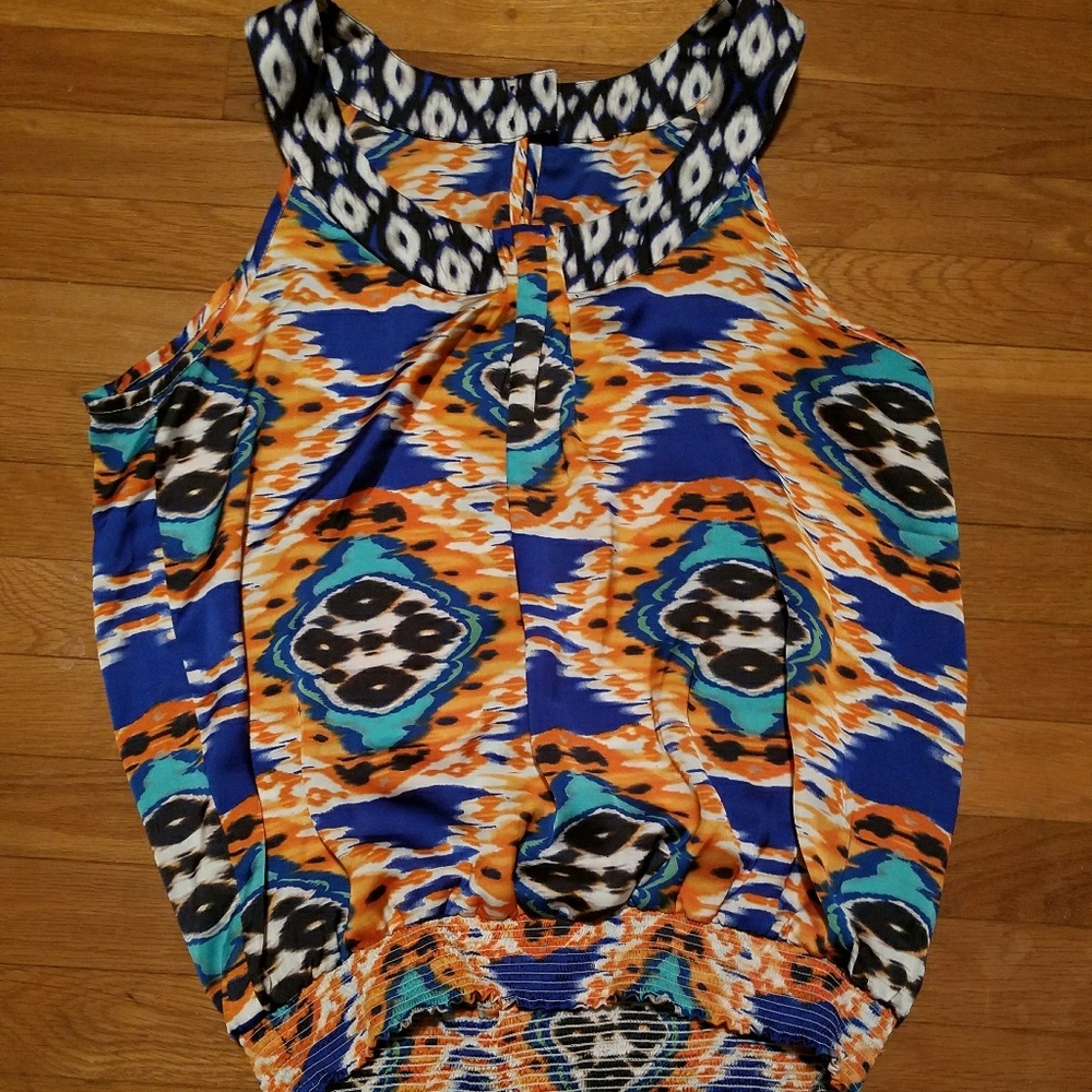 Fun print silky tank